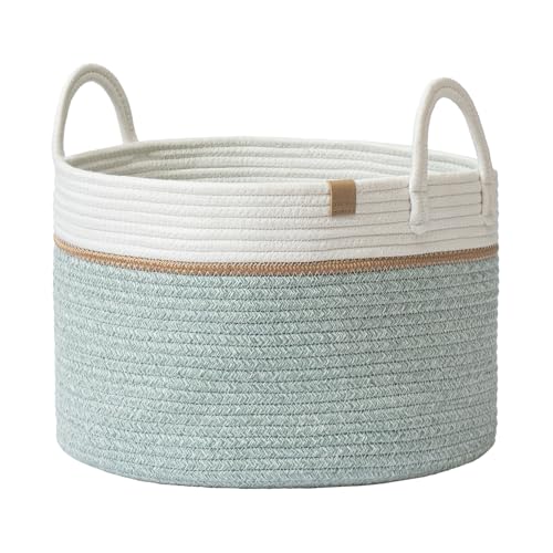 LA JOLIE MUSE Geflochtener Korb Baumwollseil Aufbewahrungskörbe - Großer Baumwollkorb, Wäschekorb für Decke, Kinderspielzeug,Korb S Wäschekorb...