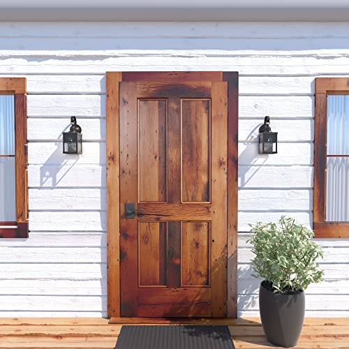 Image of VAXCEL 2-Pack Ranger 13 in. H 1-Light Burnished Bronze Rustic Star Outdoor Wall Sconce Made of Durable Steel, Clear Seeded Glass Shade, LED Compatible, Porch Patio Front Door or Garage