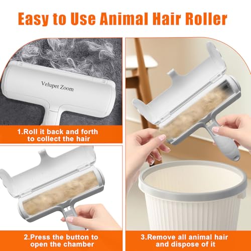 Image of Pet Hair Remover Lint Roller for Pet,Cat Hair Removal Tool Reusable Lint Roller for Furniture, Couch, Carpet, Clothing and Bedding,White Blue