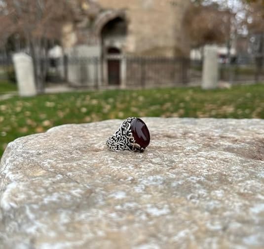 Original Yemeni Aqeeq Agate Stone Men Ring, Handmade Men Ring, 925 Sterling Silver Ring, Men's Ring4