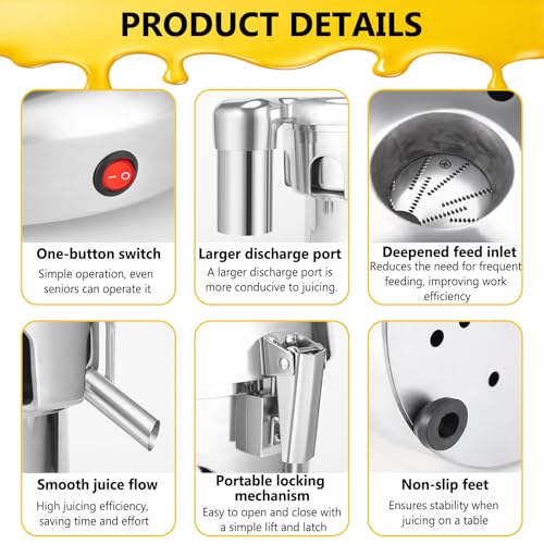 Extractor de jugos de acero inoxidable A-3 con prensa en frío 7
