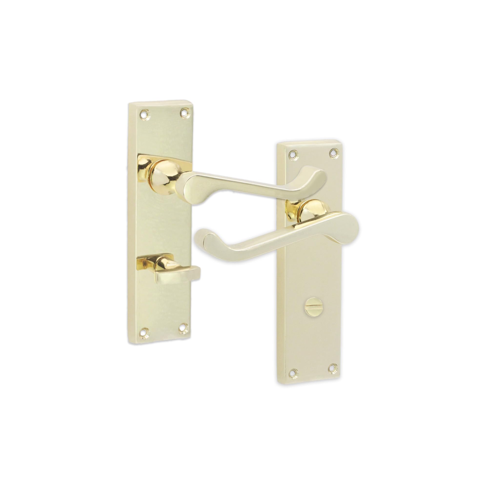 Infinity Decor Victorian Scroll Lever Latch Lock Bath WC Privacy Door Handle Chrome/Brass/Satin, Suitable for All Types of Internal Doors (Polished Brass, Bathroom Handle)