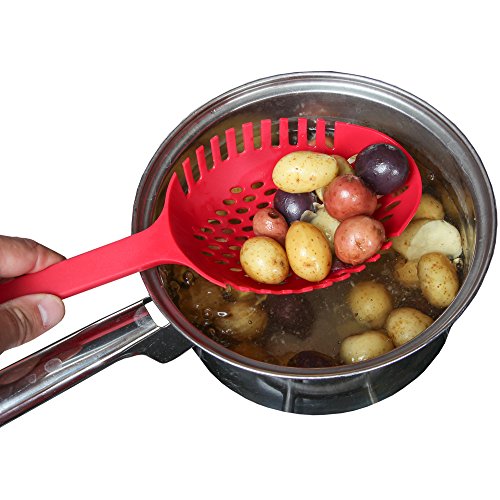 Home-X - Extra-Deep Pasta Spoon Strainer, Extra-Deep Bowl Ideal For Straining And Lifting Pasta, Potatoes, Vegetables And More #TOP4