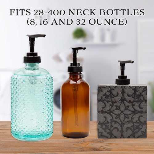 Cornucopia Brands 28-400 Replacement Pumps for Soap Dispensers/Lotion Bottles (6-Pack); Plastic Standard Size Replacement Pump Parts w/ 8-Inch Dip Tubes3