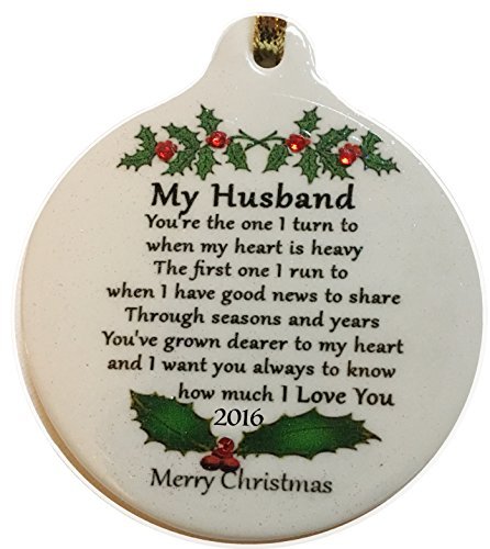 Laurie G Creations My Husband with Love Porcelain Ornament Gift Boxed Rhinestone Crystal Marriage
