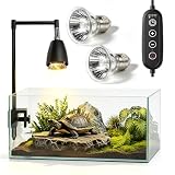 EQULIUS Reptilien Wärmelampe, UVA UVB Sonnenplatzlampe mit 360° Schwenkklemme, Wärmelampe Schildkröten, Wärmespot für Aquarium Terrarium Reptilien (inkl. E27 50W 2 Leuchtmittel)