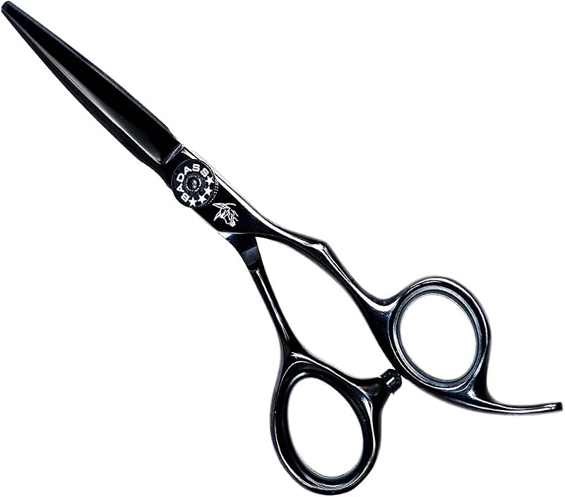 Tesoura para modelar barba e bigode Badass Beard Care Titanium Series, 13,34 cm, aço inoxidável e ajuste manual de tensão