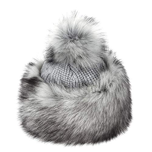 Preisvergleich Produktbild Futrzane Tataren Fellmütze Strickmütze Mütze Bommel Wintermütze Pelzmütze Pelz (Sibirisches Silber)