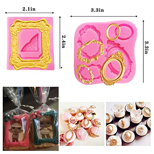 Vintage Frame Silicone Mold, Photo Frame Fondant Molds Picture Frames Collections Molds, Baroque Filigree Mold 3D Cake Sculpted For Candy Gum Paste Decoration Cupcake Topper Polymer Crafting Projects #TOP1
