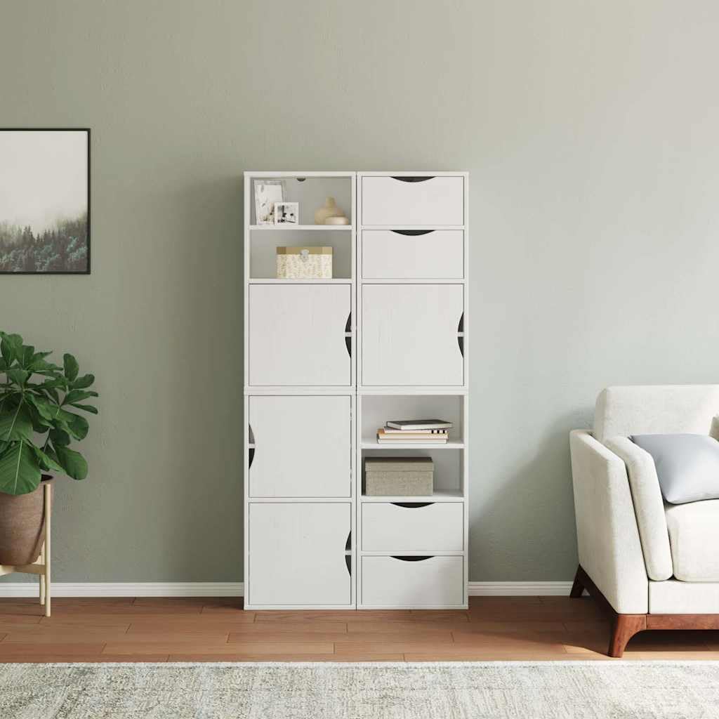 Fengshui Odda Lot de 4 armoires d'appoint en pin Blanc 40 x 24 x 79 cm