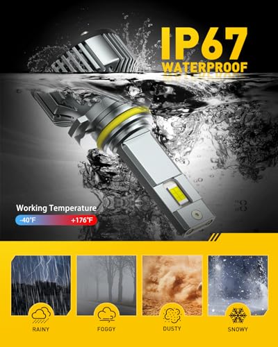 Auxito AUXITO-USY199005W2-0226 9005 Hb3 Light Bulbs, 30000Lumens 120W Per Set, 900% Brighter, 6500K Cool White Fog Light Conversion Kits thumb #6