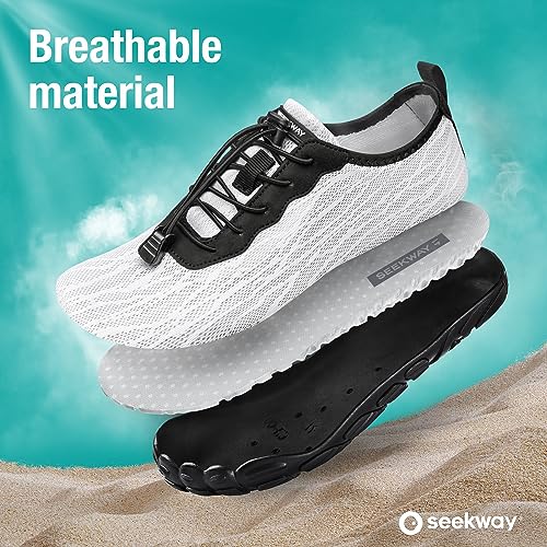 Image of SEEKWAY Mens Womens Water Shoes Quick-Dry Aqua Sock Barefoot Athletic Sports Shoes for Outdoor Beach Swim surf Walking Diving Boating Hiking Pool