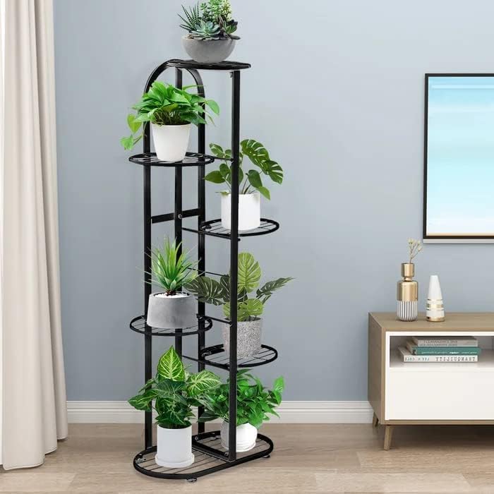 HRIDYA HANDICRAFTS Metal Plant Stand 6 Tier 7 Potted Multiple Flower Pot Holder Shelf Rack Storage Organizer Display For Indoor Outdoor Garden Balcony Size- Hxl 41X18 Inch (Black) (B0D2W3B328) Amazon Price History, Amazon Price Tracker
