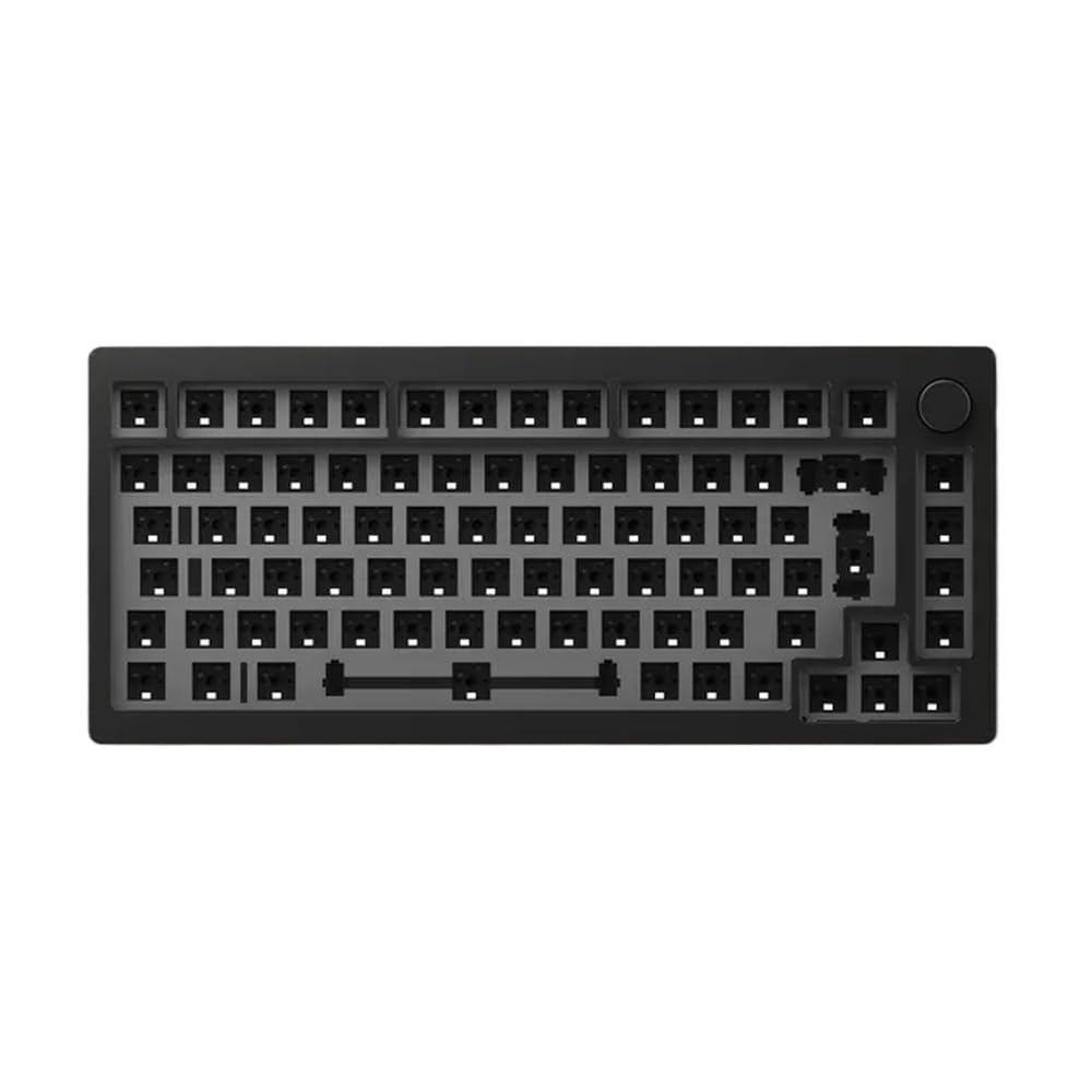 Teclado mecánico Barebone Compatible con M1 75% RGB Estructura de Montaje de Junta metálica CNC de Intercambio en Caliente ANSI ISO(Black ISO)