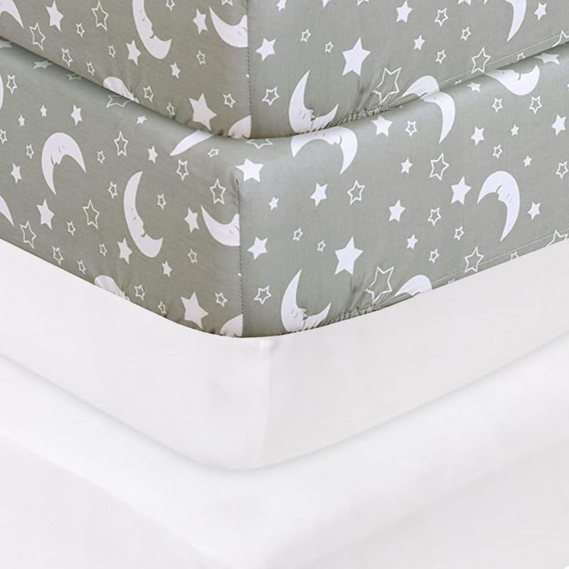 DTEX HOMES 4 x Cot Bed Fitted Sheets 100% Cotton 200 Thread Count Luxury Cot Sheets, Cot Bed 70 x 140 CM - White-Sleeping Moon