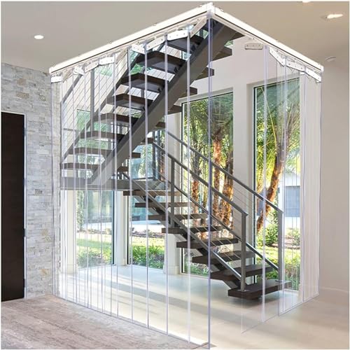 Rideau à lanières en PVC transparent push-pull pour isolation de patio - 2