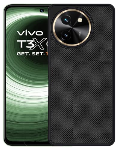 Image of FabeKee Back Cover Case for Vivo T3x 5G| Slim & Lightweight | Ultra-Premium Design | Camera Protection Bump | Fabric Texture Back Case Cover Vivo T3x 5G (PC & TPU, Black)