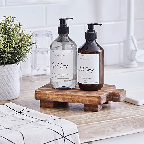 Image of GRID FORTE Wood Pedestal Stand, Wood Riser, Mini Display Stool for Bathroom, Kitchen Soap Tray, Sink Room Decor Candle Plant Tray, Modern Rustic Holder, Soap Bottles Decorative Stand (Special Walnut)