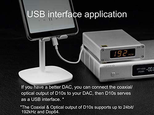 topping d10s dac mini usb dac xmos xu208 es9038q2m dsd256 pcm 384khz hi-res audio desktop audio decoder silver