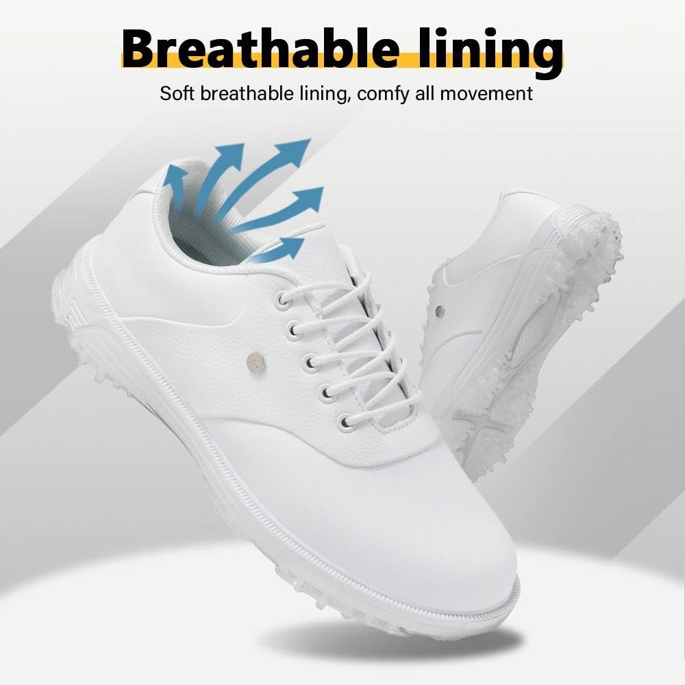 ULTIANT Chaussures de Golf pour Homme : Crampons Fixes imperméables avec Protection en TPU, antidérapantes, pour Le Golf et Les Loisirs