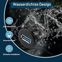 CJMUQHEHH 1m USB Buchse Einbau, USB Einbaubuchse 3.3' USB 3.0 Verlängerungskabel, 10Gbps 5V/2A Aufladen, US B Buchse Einbau für Bündige Montage im Auto/Boot/RV/Motorrad, Panel Flush Mount Adapter – Ansicht 5