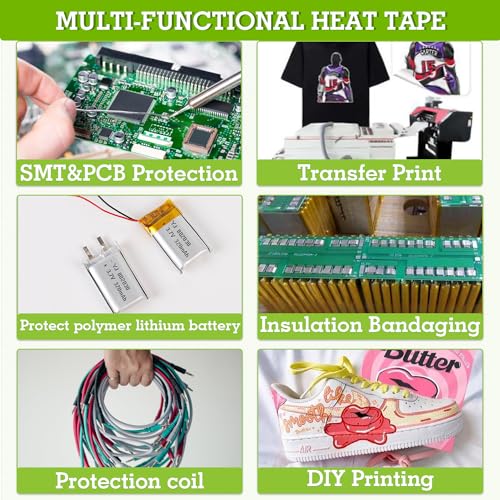 Image of 10mm X 33m 108ft High Temp Tape Sublimation No Residue with Silicone Adhesive for Protect CPU and 3D Printer Work Surface Soldering(4 Roll,Dark Brown)