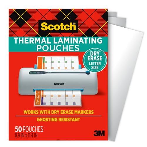 Image of Scotch Thermal Laminating Pouches, 50 Laminating Sheets, 3 mil., Laminate Business Cards, Banners and Essays, Idea