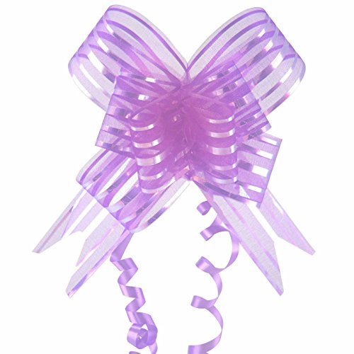 10 x wiele aukcji motylkowych kokardek do ciągnięcia! 12-50 mm PullBows Kwiaciarni Rzemiosło [liliowe, 50 mm Organza 10 łuków]
