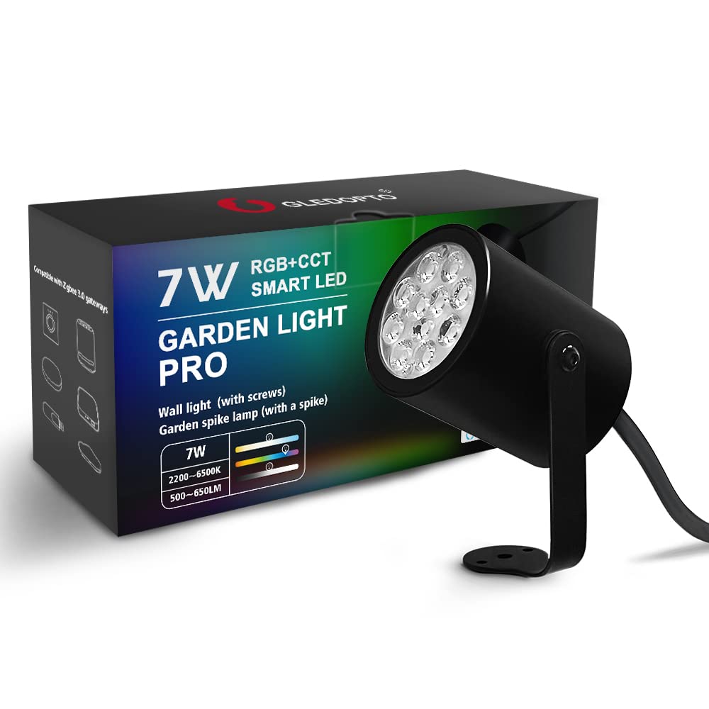 GLEDOPTO ZigBee PRO Série Projecteur de jardin pour éclairage extérieur avec lumière couleur et blanc RGB-CCT Lumière chaude et froide