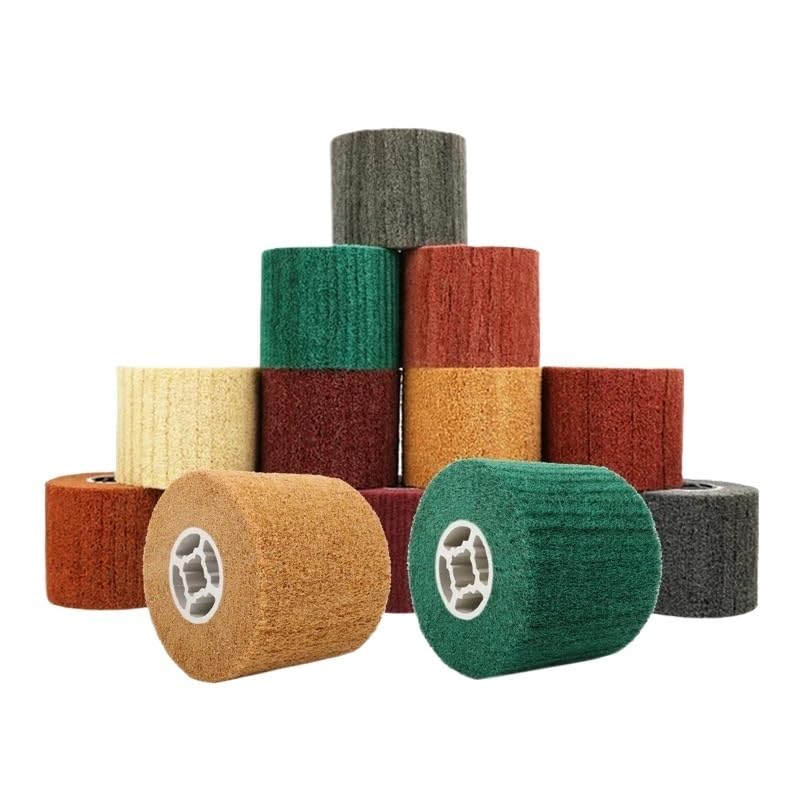 Compatibile per ruota lamellare nylon finitura metallo | Il materiale non tessuto stratificato crea una struttura uniforme sui pezzi in acciaio inossidabile(40Grit)