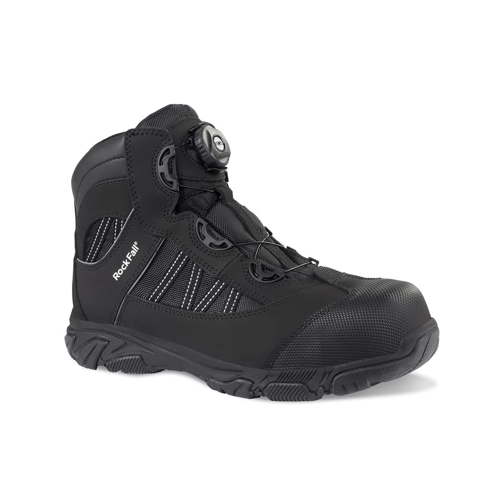 Rock Fall Ohm Black Electrical Hazard Steel Toe Cap Black Boot, Water Repellent Safety Boots, SRC Slip Rated Work, Protective Midsole and Non-Metallic UK 10