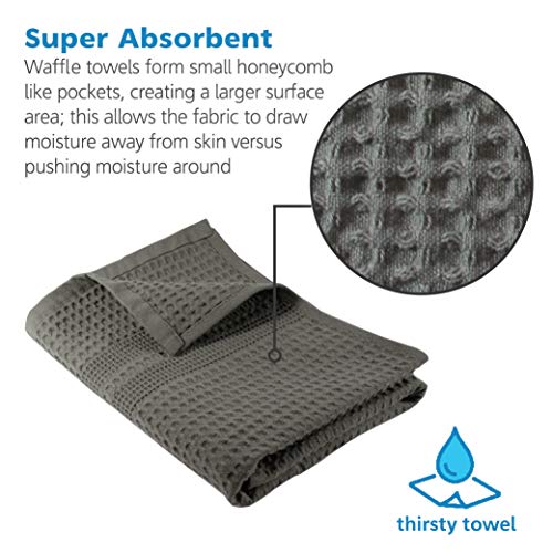 Gilden Tree Waffle Weave Hand Towels For Bathroom Quick Drying Lint Free Thin, 2 Pack, Classic Style (Stone) #TOP2