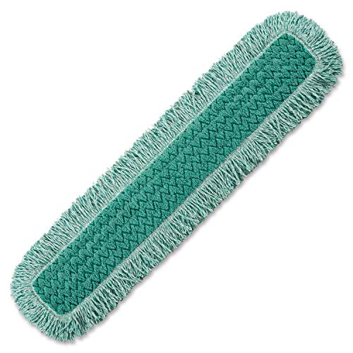 Image of Rubbermaid Commercial Products HYGEN 36 inch Microfiber Dust Pad with Fringe, Green, For Janitorial /Professional Cleaners and Heavy-Duty industrial Cleaning /Dusting /Sweeping