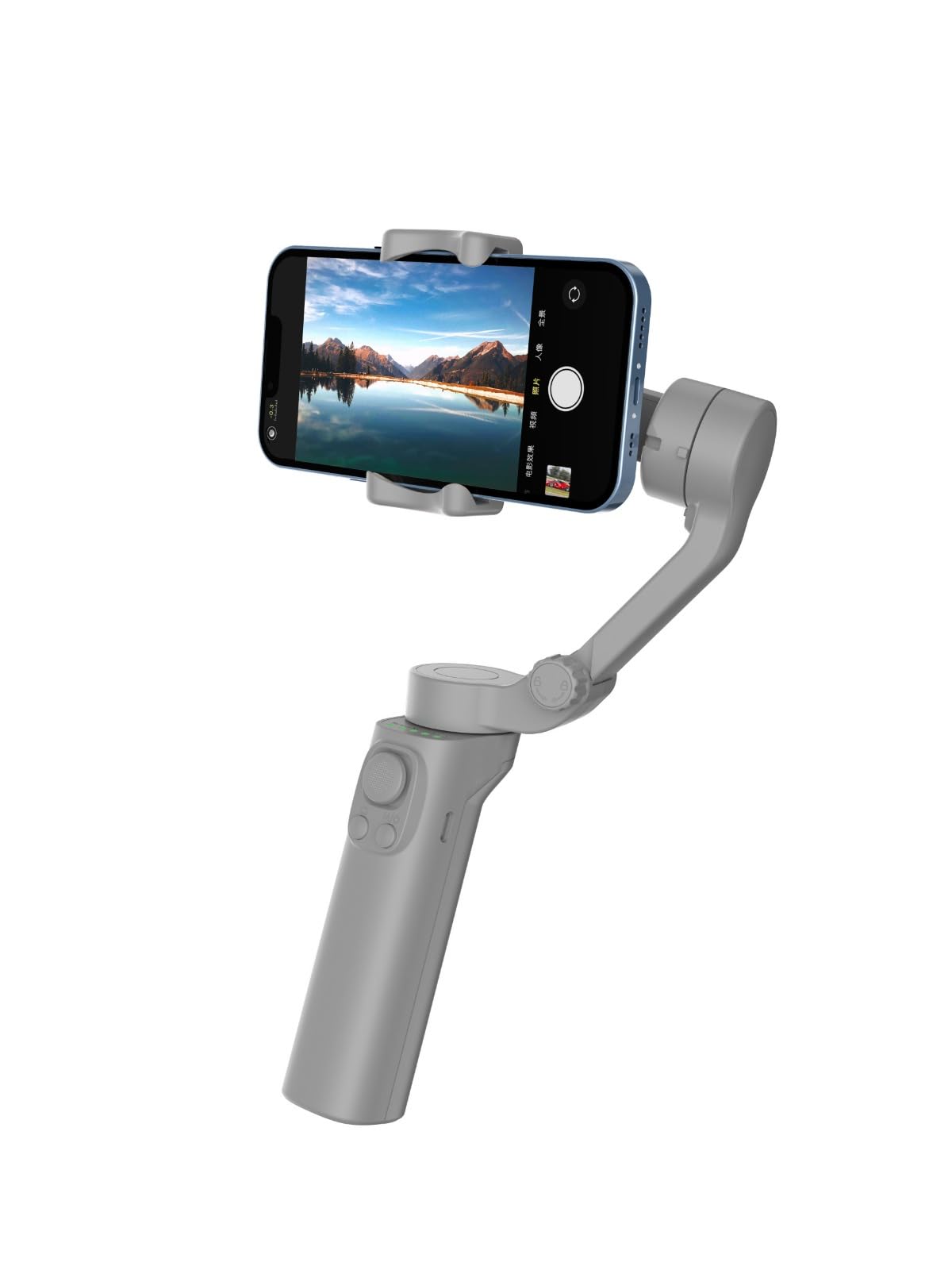 Porodo 3-Axis Gimbal Stabilizer With AI Face & Object Tracking, Rolling, Pitching & Pan Angles, Versatile Sooting Modes, 7 Hrs Continous Working Time, 2200mAh Built In Battery, Android/iOS App- Gray