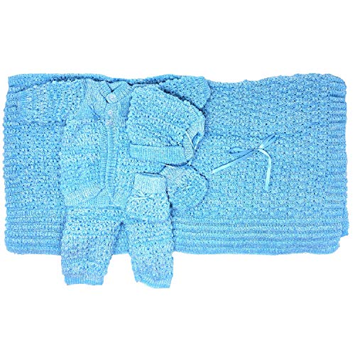 I&S Newborn Infant Baby 5 Pieces Knit Crochet Set Warm Winter Fashionable Layette Set Comfort Girls Boys Unisex