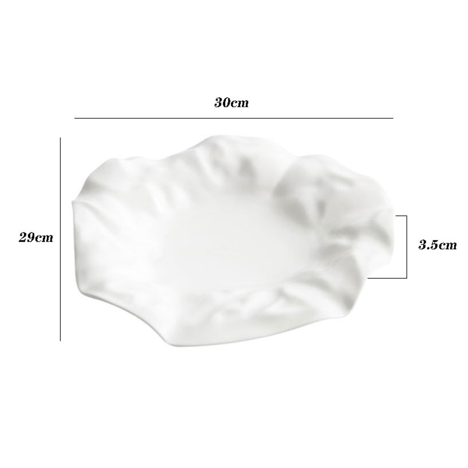 piatto servizio Piatto pieghettato in ceramica bianca a forma commerciale, ristorante dell'hotel, piatti freddi, piatto superficiale, stoviglie artistiche speciali Piatti da Portata(11.8 inch)