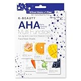 Saplaya K-Beauty Facial Skincare Natural Beauty Multi-Pack Face Sheet Masks Balanced Skin Care Made In South Korea (AHA (Royal Jelly, Vitamin-C, Mango, Carrot, Cucumber, Grapes))