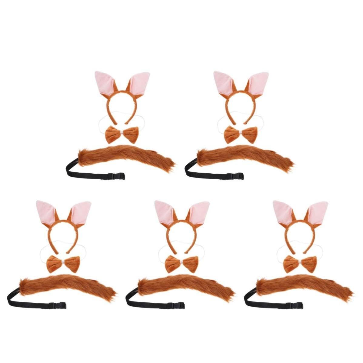 Healeved 15 Piezas Diadema Orejas de Marrón de Poliéster Adultos, Cómoda para Fiestas y Kit de Disfraz de Animal para Eventos en Grupo y Cosplay