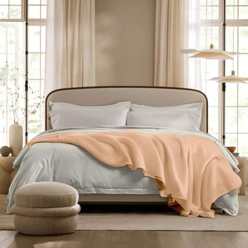 Image of Super Soft & Breathable 100% Microfiber Waffle Blanket - Throw Blanket and Quilt for Bed & Sofa Single(60x90) Size - Cream /Light Sand