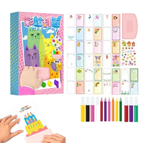 Kid Rainbow Scratches, Scratch Painting Set, Rainbow Art Kit, Handmade Postcards Kit, Scratch Paper Art, Painting, Art Paint Kit, for Children Girls Boys Toddler