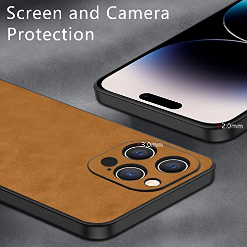 Coque iPhone 14 Pro en cuir brun élégant et chic