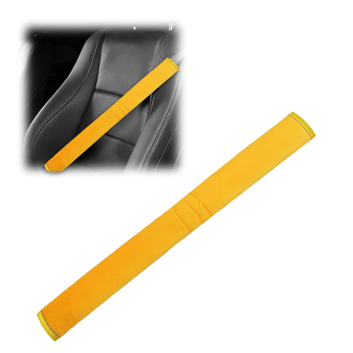Car Seat Belt Pads Cover, Soft Comfort Shoulder Neck Cushion Protector, Automotive Seat Strap Pads, Universal Vehicle Interior Accessories for Women, Men (Yellow)