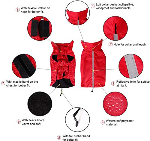 PETCEE Dog Jackets, Large Dog Winter Coat Warm Windproof Dog Jacket for Large Dog, Red - Thumbnail 5