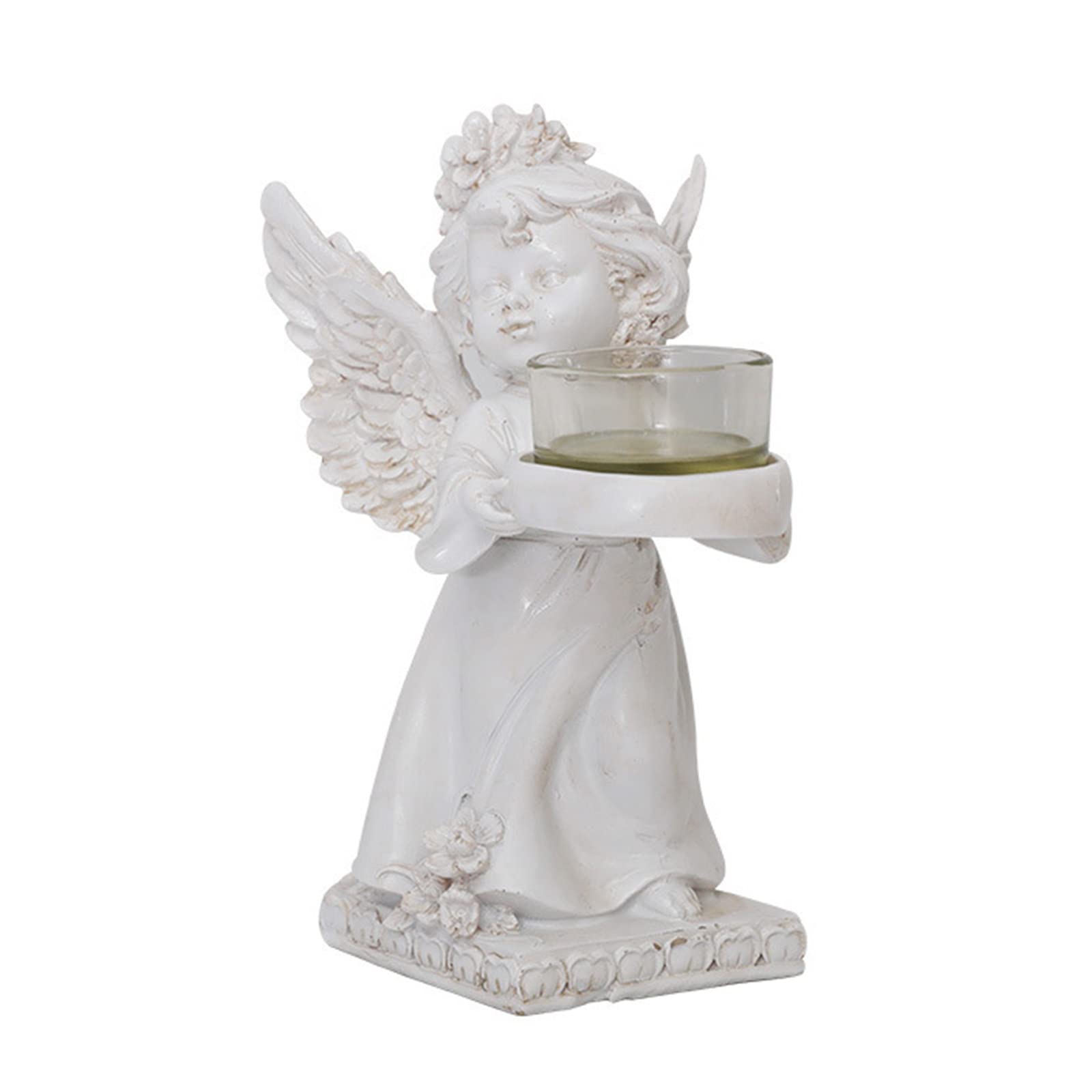 Angel Figurine Holder Resin Decorative Candlestick Ornament for Home Bedroom Living Room Decor Holder for Wedding Gift