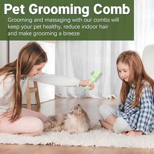 Image of Pet Comb for Cats,Pet Hair Removal Comb Flea Comb with Release Button (Green)