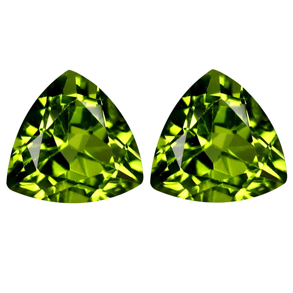 2.39 ct (2 pezzi) coppia abbinata taglio triangolo (7 x 7 mm) verde peridoto genuino sciolto gemma, Pietra preziosa, Peridoto