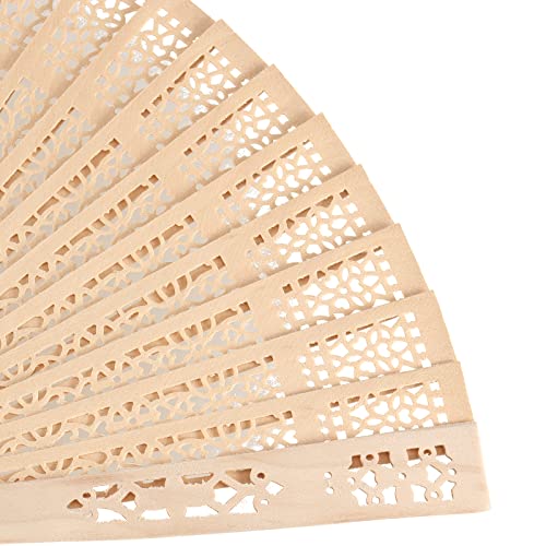Sinjeun 60 Pack 8 Inch Sandalwood Fan, Folding Wooden Openwork Personal Hand Held Folding Fans, Decorative Folding Fans For Wedding Decoration, Birthdays, Home Gifts #TOP2