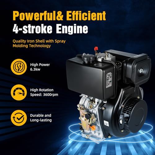 4 Stroke 10HP Single-Cylinder Diesel Engine 406CC Recoil Start System Diesel Motor Forced Air Cooling Diesel Motor for Micro-Tiller Irrigation Machine Lawn Mower - Image 3