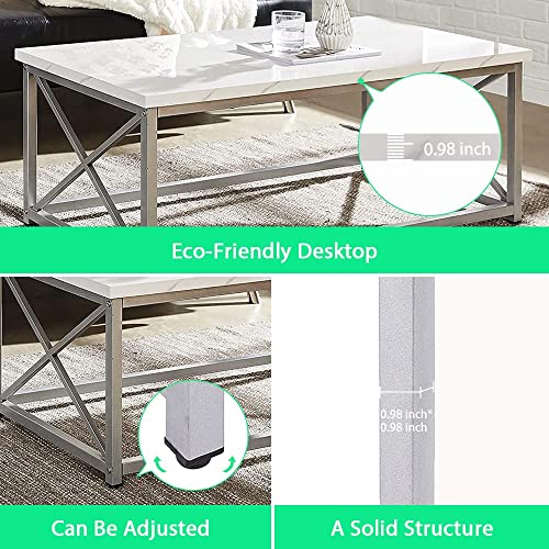 Azl1 Life Concept Modern Coffee Table For Living Room Center Table With Metal Frame, Glossy White #TOP5