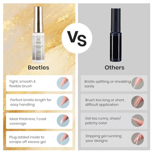 Image of Beetles Gel Liner Nail Polish Set Metallic Silver Gold 2pcs Gel Nail Polish Art Chrome 3D High-Gloss Effect for Nail Paint Design with Thin Brush DIY French Manicure Gifts for Women